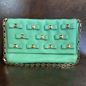 Felisha Bow Terrace Handbag In Mint Green clutch shoulder